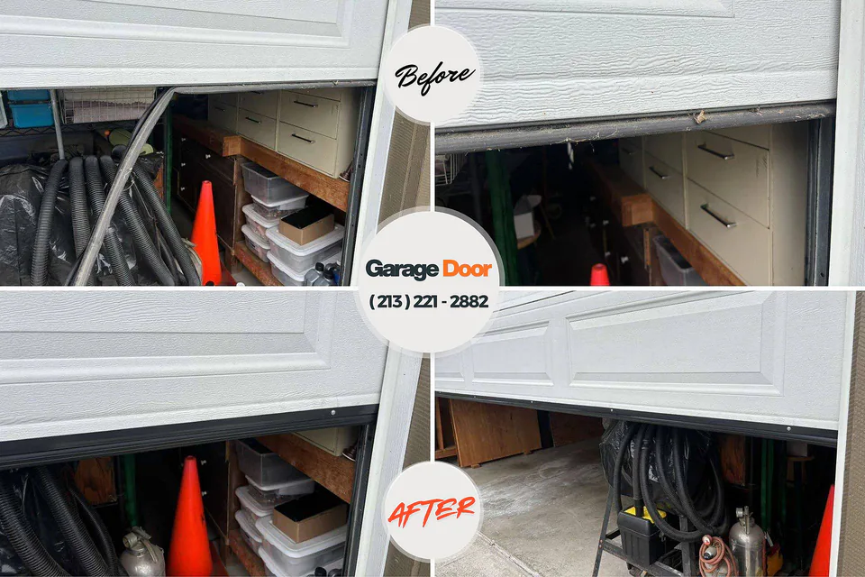 Before and after: garage door company Olla, LA